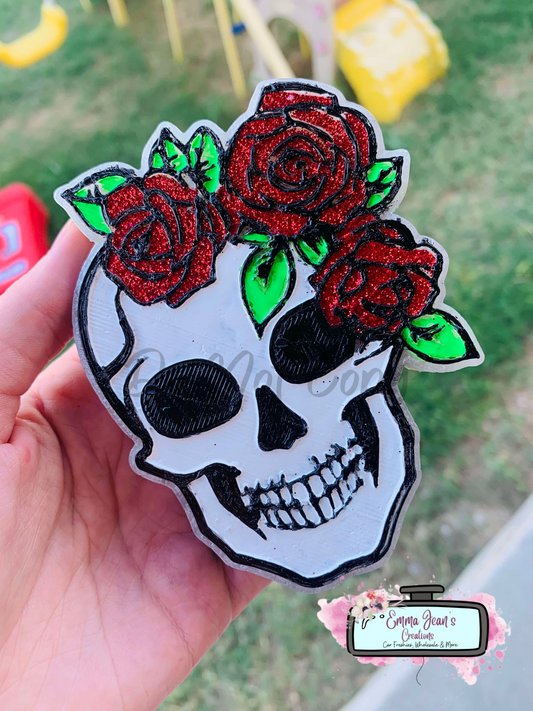 Roses Skull Car Freshie