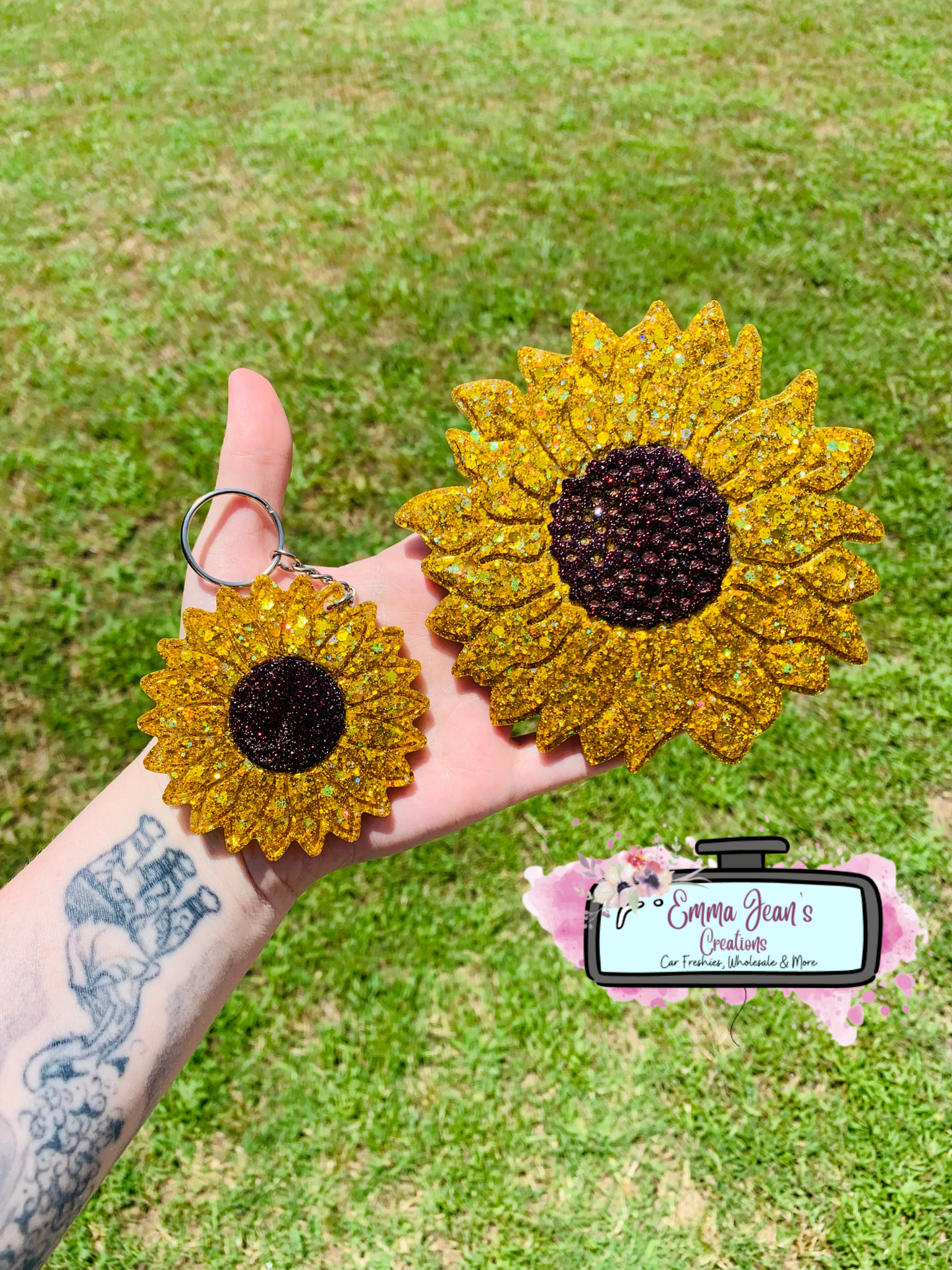 Epoxy Sunflower Keychain